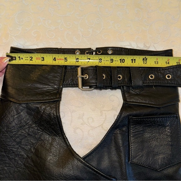 Interstate Black Leather Motorcycle Chaps - Picture 12 of 16